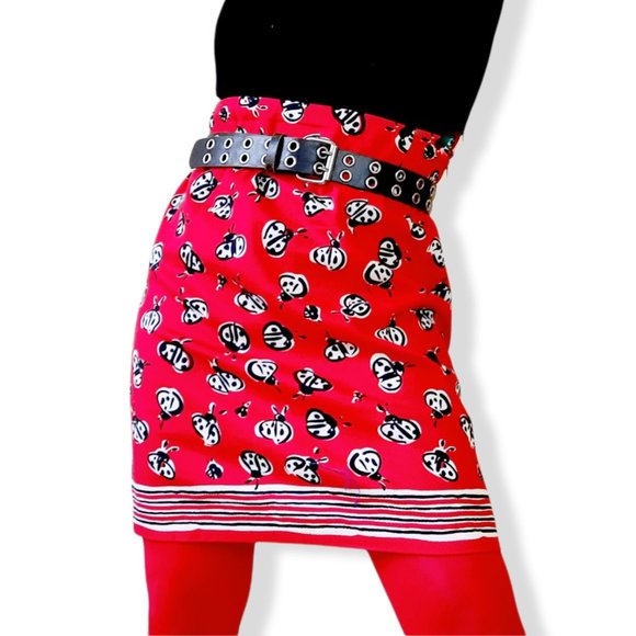 Talbots ladybug pop art print high waisted skirt - Picture 1 of 5